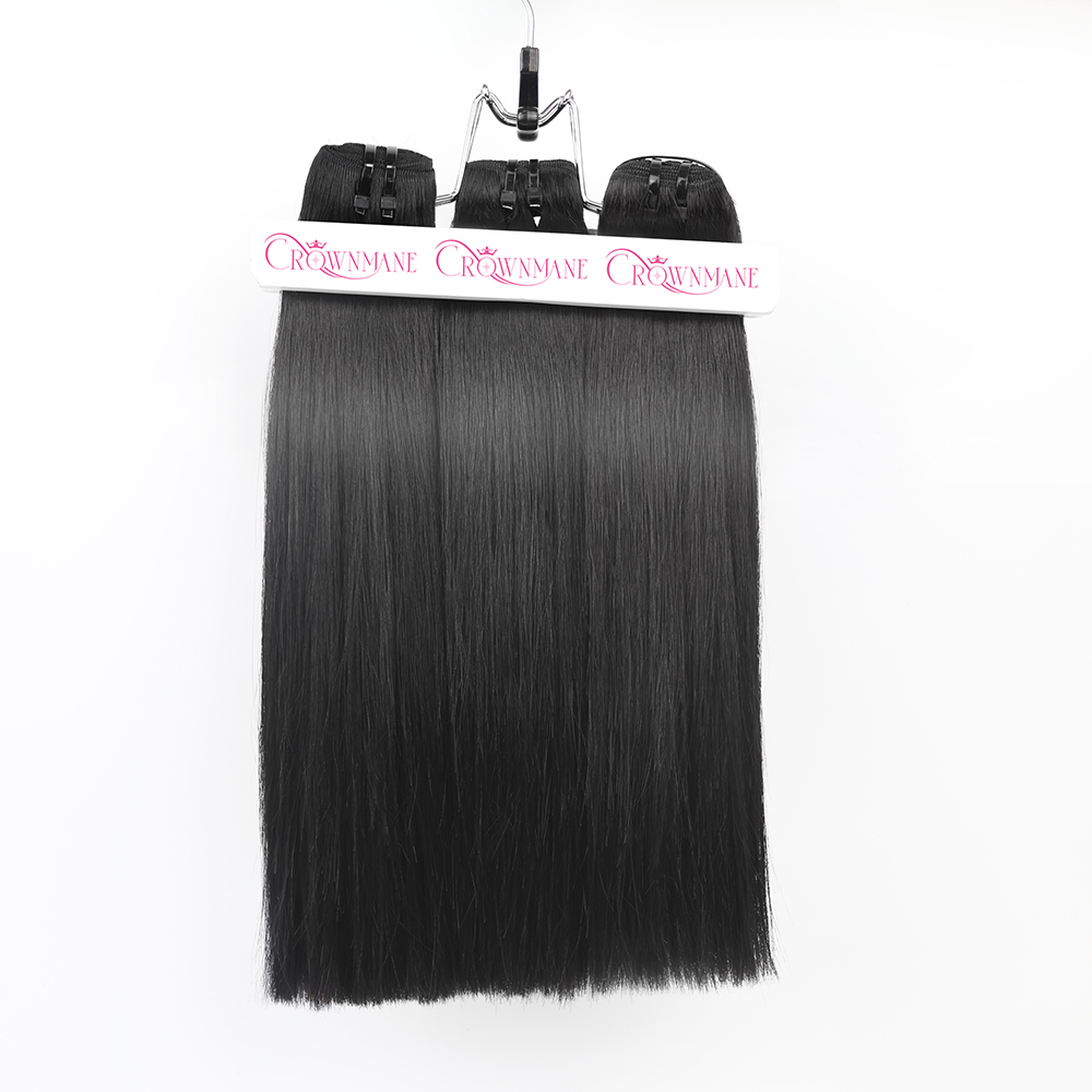 Crownmane Black Bone Straight Human Hair Set 3 Bundles - 14 Inch