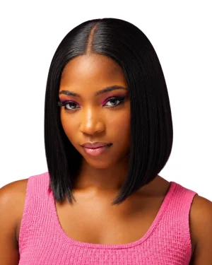 Crownmane Black Bone Straight Human Hair Wigs 10 Inch