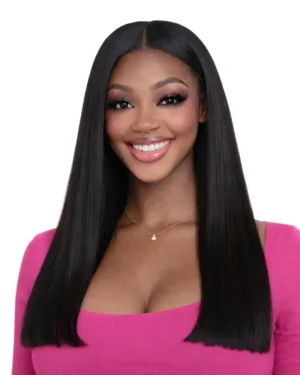 Crownmane Black Bone Straight Human Hair Wigs 18 Inch